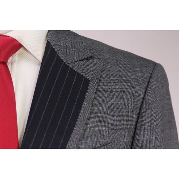 Moschino Couture Gray Glen Plaid & Stripes Wool 2-Btn Suit Eu 52 - 42R New! - Picture 4 of 12